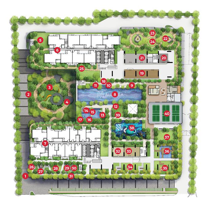 Ground and Level 8 podium floor facilities plan